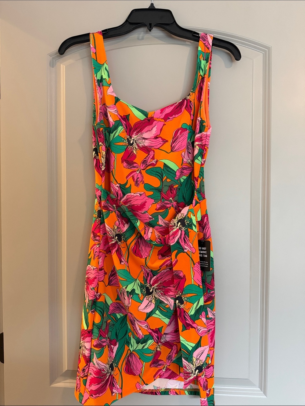 Express Orange Floral wrap dress